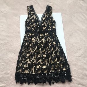 Black and Tan lace dress. Double layered